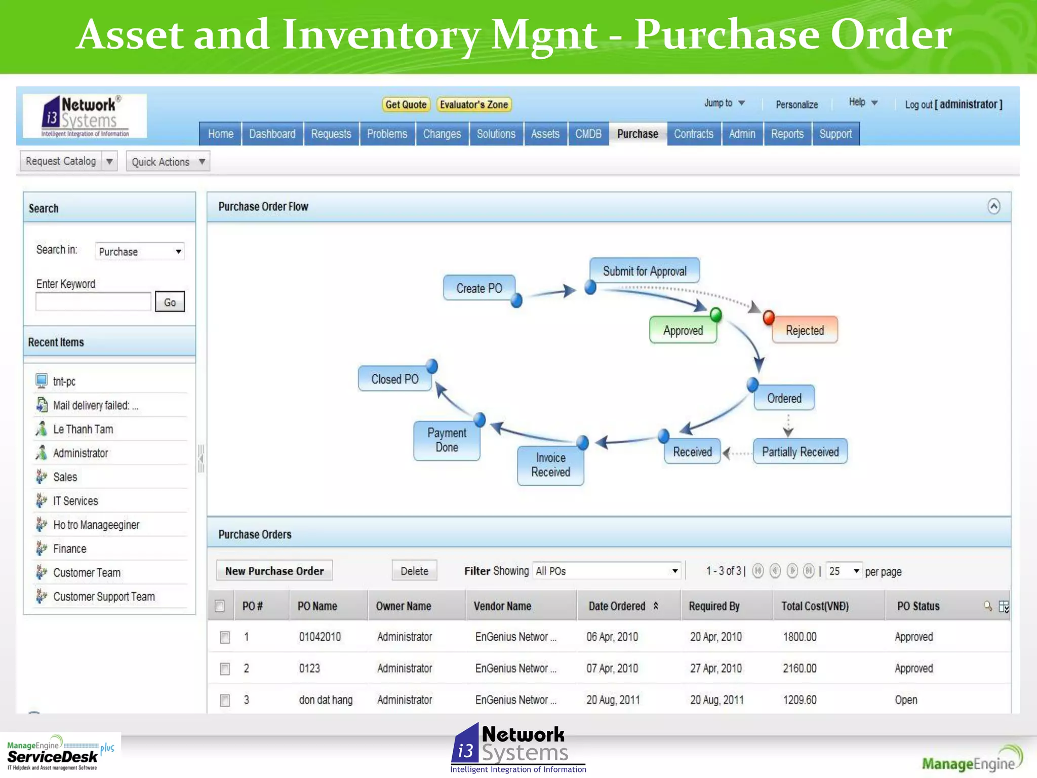 Asset and Inventory Mgnt - Purchase Order

 