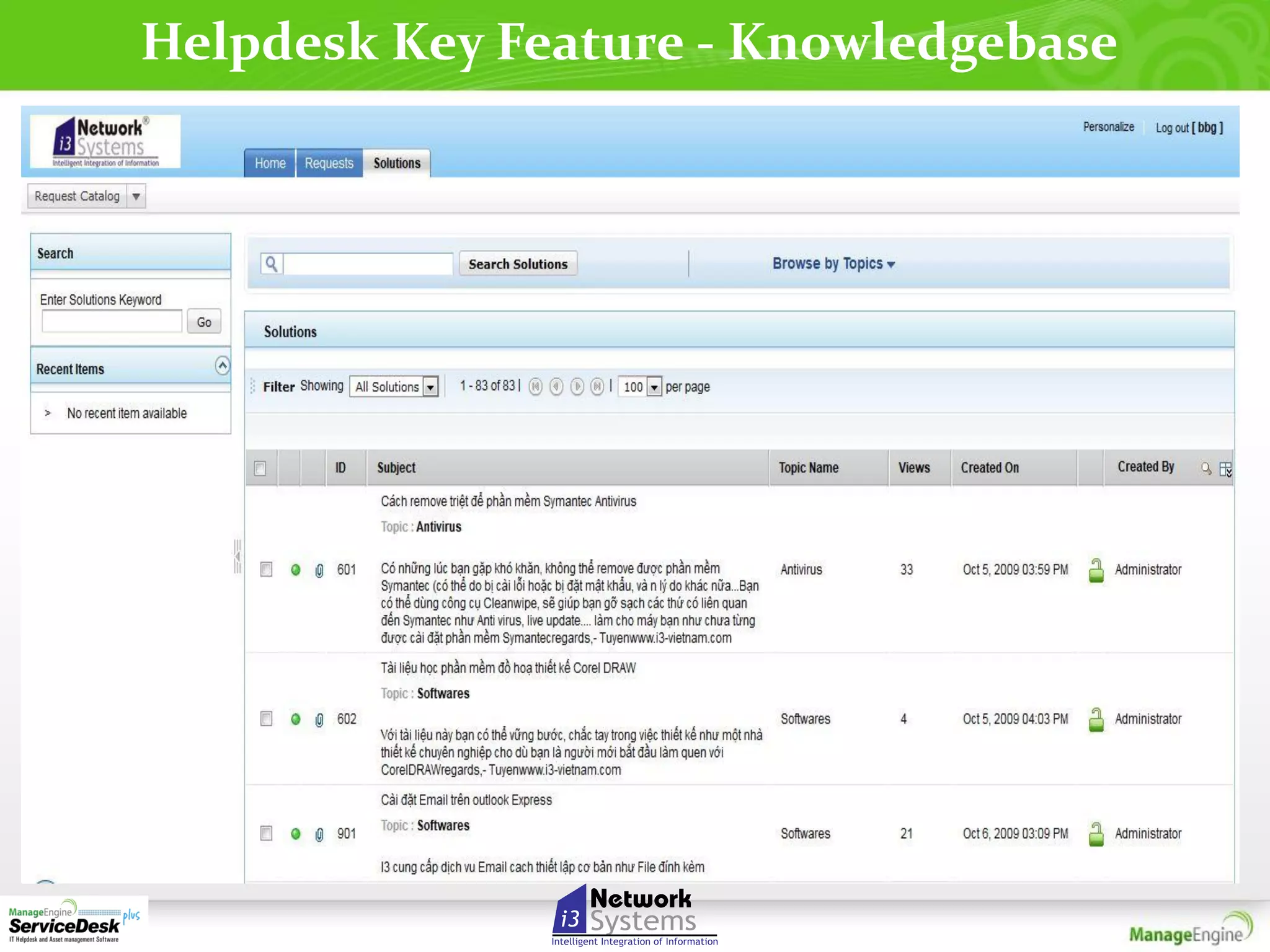 Helpdesk Key Feature - Knowledgebase

 