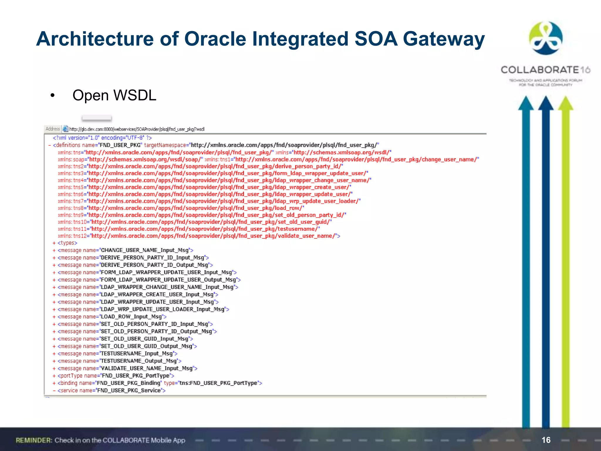 • Open WSDL
16
Architecture of Oracle Integrated SOA Gateway
 