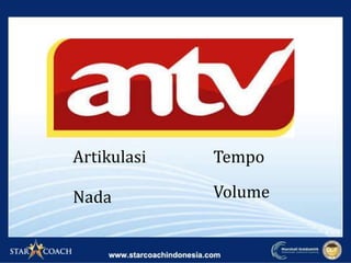 Artikulasi
Nada
Tempo
Volume
 