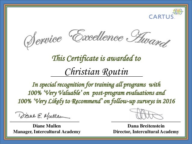 Service Excellence Award 16 Christian Routin Service Excellence Award 16 Christian Routin