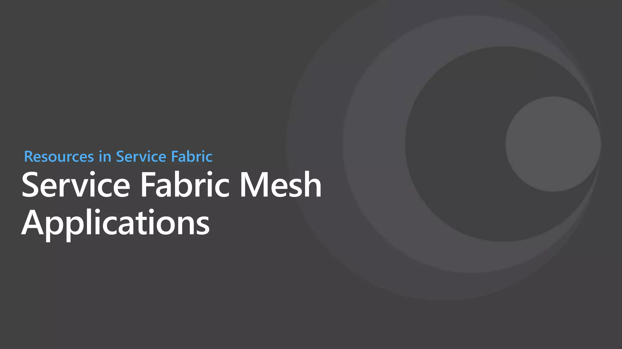 Service Fabric Mesh
Applications
Resources in Service Fabric
 