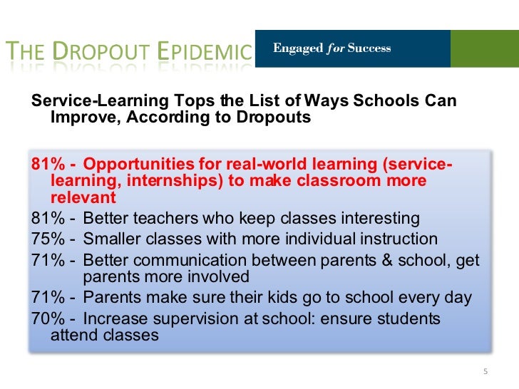 engaged for success service learning as a tool for high school dropo schooldropout
