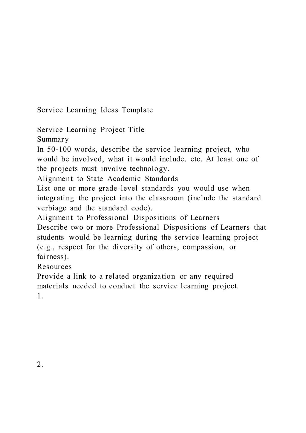 service-learning-ideas-templateservice-learning-proj-pdf