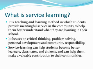 Service learning project presentations | PPTX