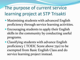 Service learning project presentations | PPTX
