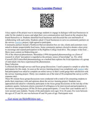 Service Learning Project Complete Pdf Service Learning Project Report | PDF