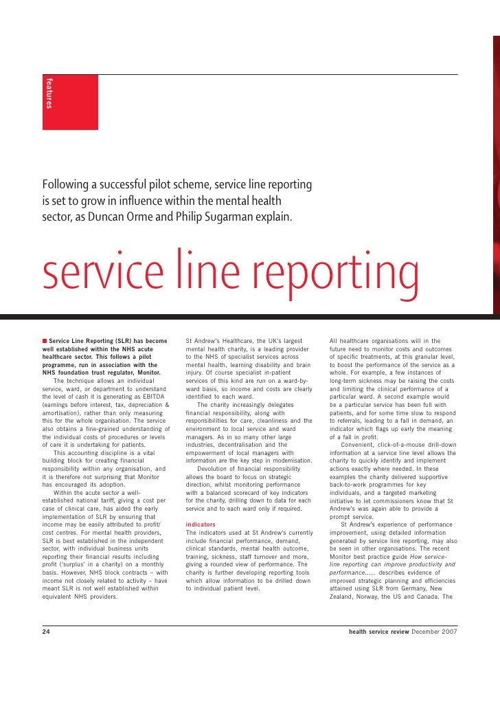 Service Line Reporting in UL Healthcare