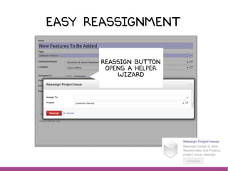Easy reassignment
REASSIGN button
opens A HELPER
wizard
 
