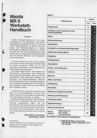 Service manual mazda mx-5 miata (german) PDF