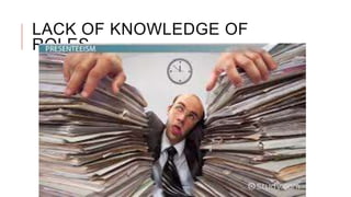 LACK OF KNOWLEDGE OF
ROLES
 
