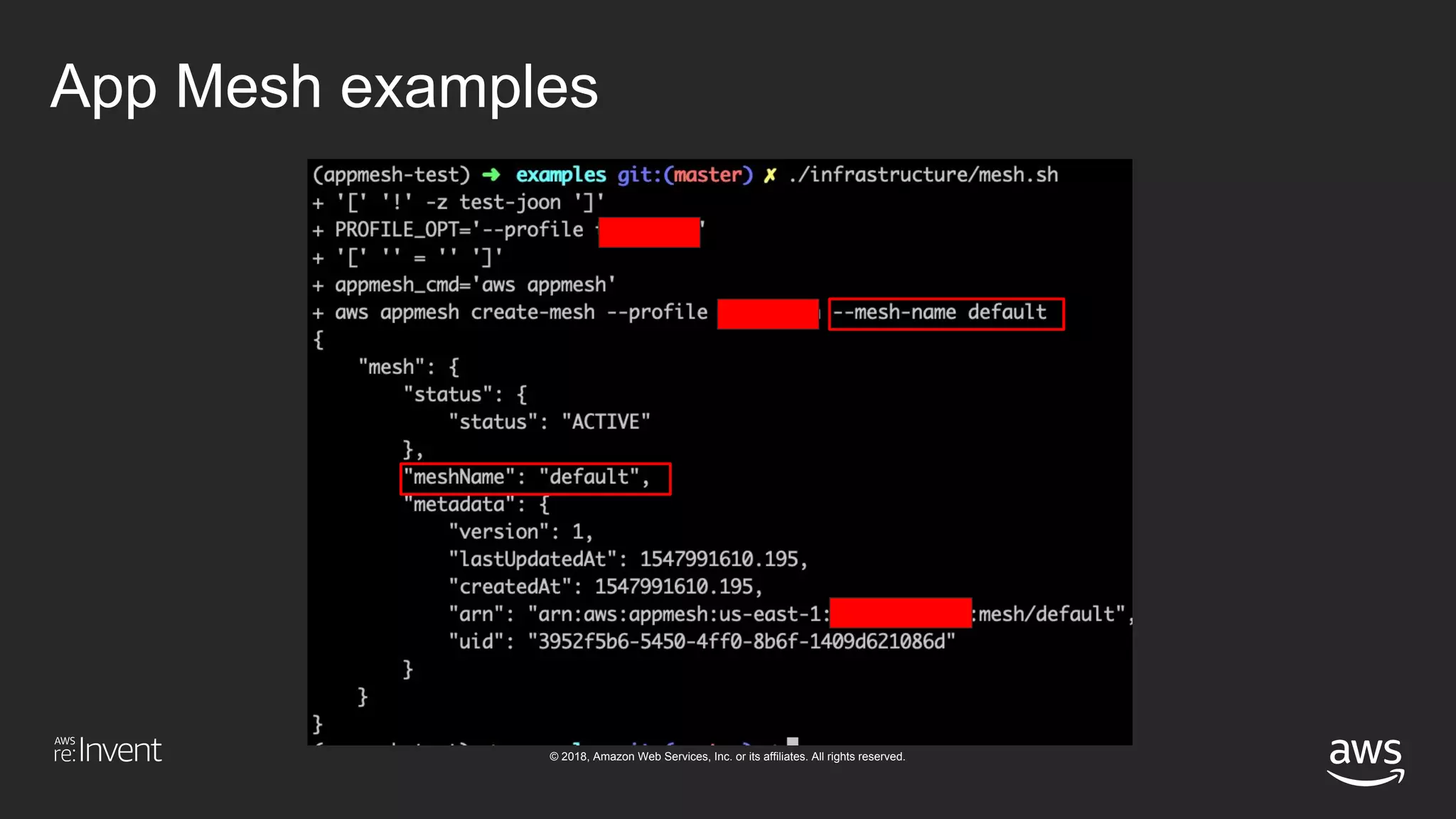 © 2018, Amazon Web Services, Inc. or its affiliates. All rights reserved.
App Mesh examples
 