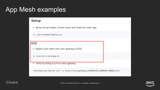 © 2018, Amazon Web Services, Inc. or its affiliates. All rights reserved.
App Mesh examples
 