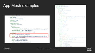 © 2018, Amazon Web Services, Inc. or its affiliates. All rights reserved.
App Mesh examples
 
