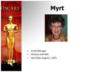 Myrt Credit Manager 50 Years with BGE Start Date: August 1, 1975 