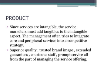 Intangible Service/product Introduction to The service marketing mix | PPTX