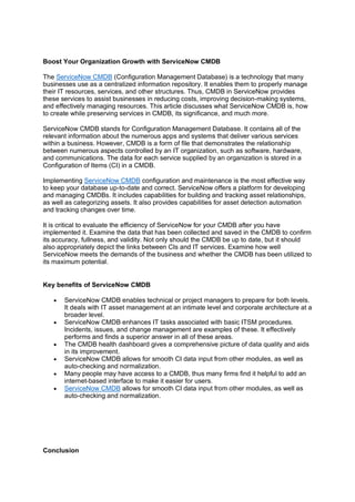Boost Your Organization Growth with ServiceNow CMDB | PDF