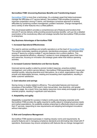 ServiceNow ITSM Uncovering Business Benefits and Transforming Impact.pdf