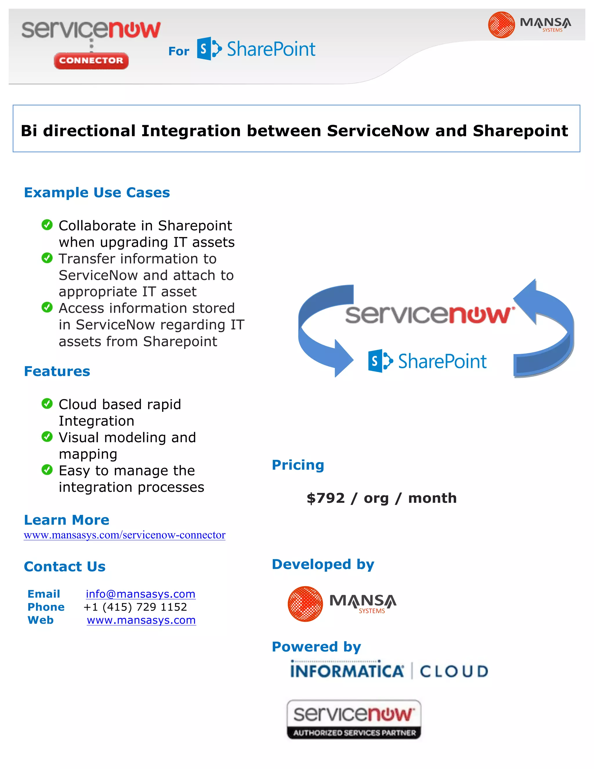 ServiceNow & Sharepoint Integration | PDF