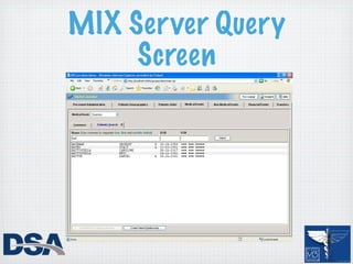 MIX Server Query
     Screen
 