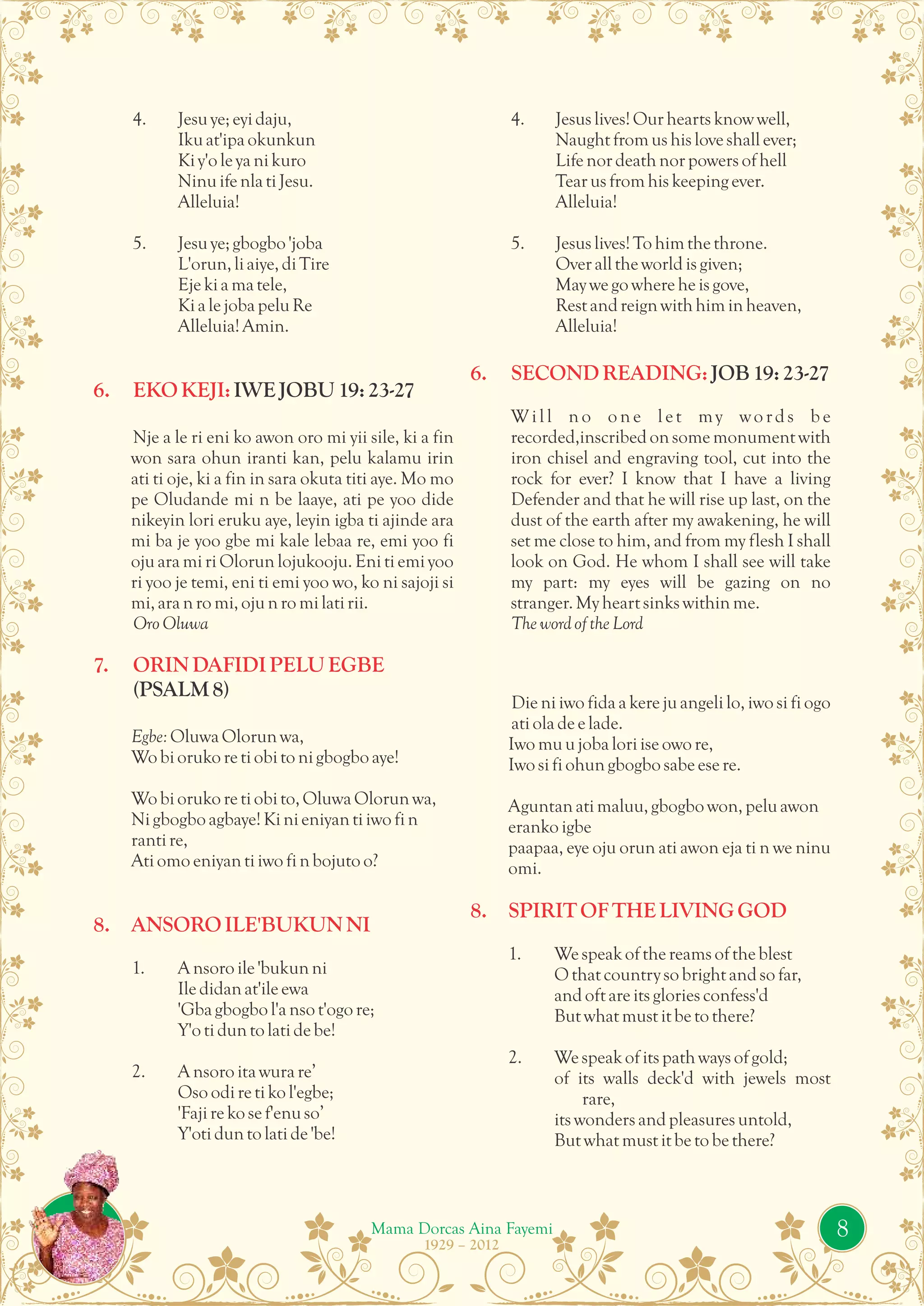 Song Service Example Service of songs programme | PDF