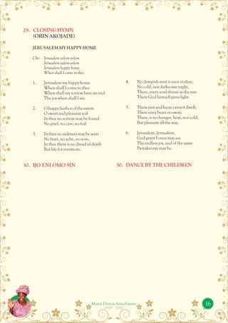 Service of songs programme