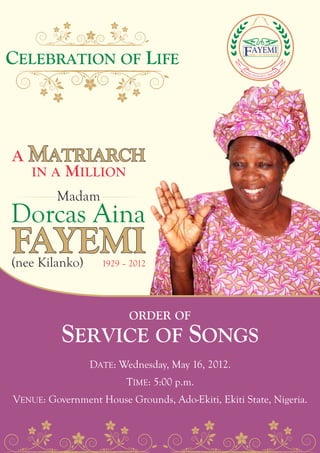 Service of songs programme