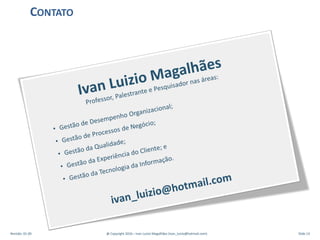 CONTATO
Revisão: 01.00 @ Copyright 2016 – Ivan Luizio Magalhães (ivan_luizio@hotmail.com) Slide 13
 