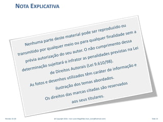 NOTA EXPLICATIVA
Revisão: 01.00 @ Copyright 2016 – Ivan Luizio Magalhães (ivan_luizio@hotmail.com) Slide 14
 