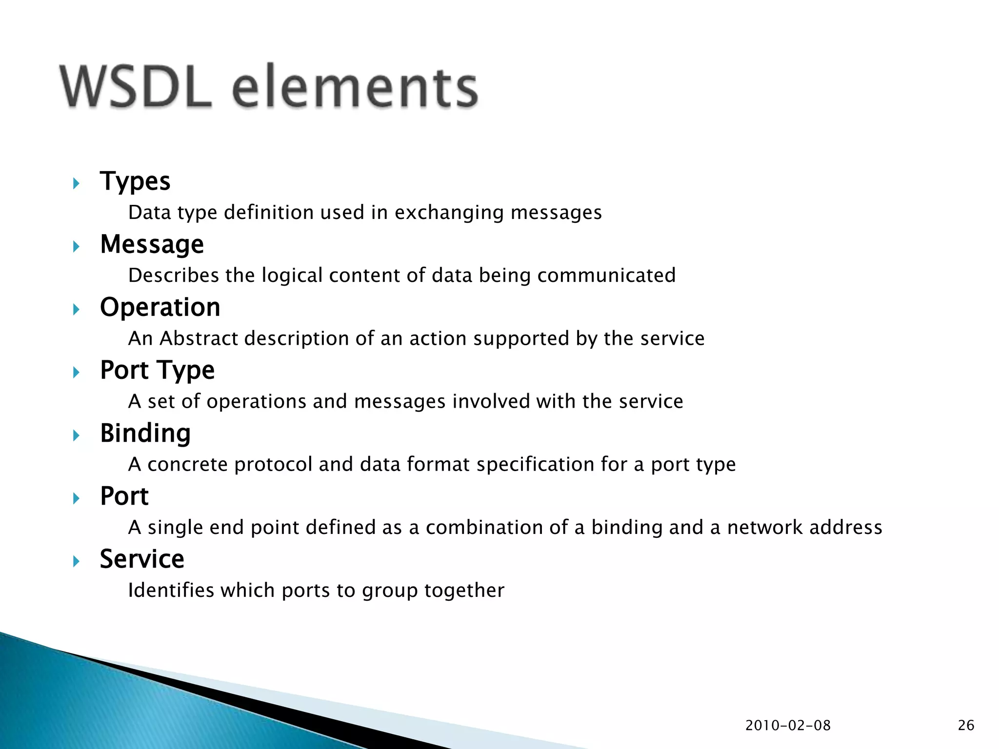 Web service is a standard way of integrating Web-based applications using the XML, SOAP, WSDL and UDDI open standards over an Internet protocol backbone. 	XML is used to tag the data, 	SOAP is used to transfer the data, 	WSDL is used for describing the services available and 	UDDI is used for listing what services are available. 	Web services are loosely coupled computing services that can reduce the complexity of building business applications, save costs, and enable new business models. Services running on an arbitrary machine can be accessed in a platform- and language-independent fashion.2010-02-0814What is web service ?