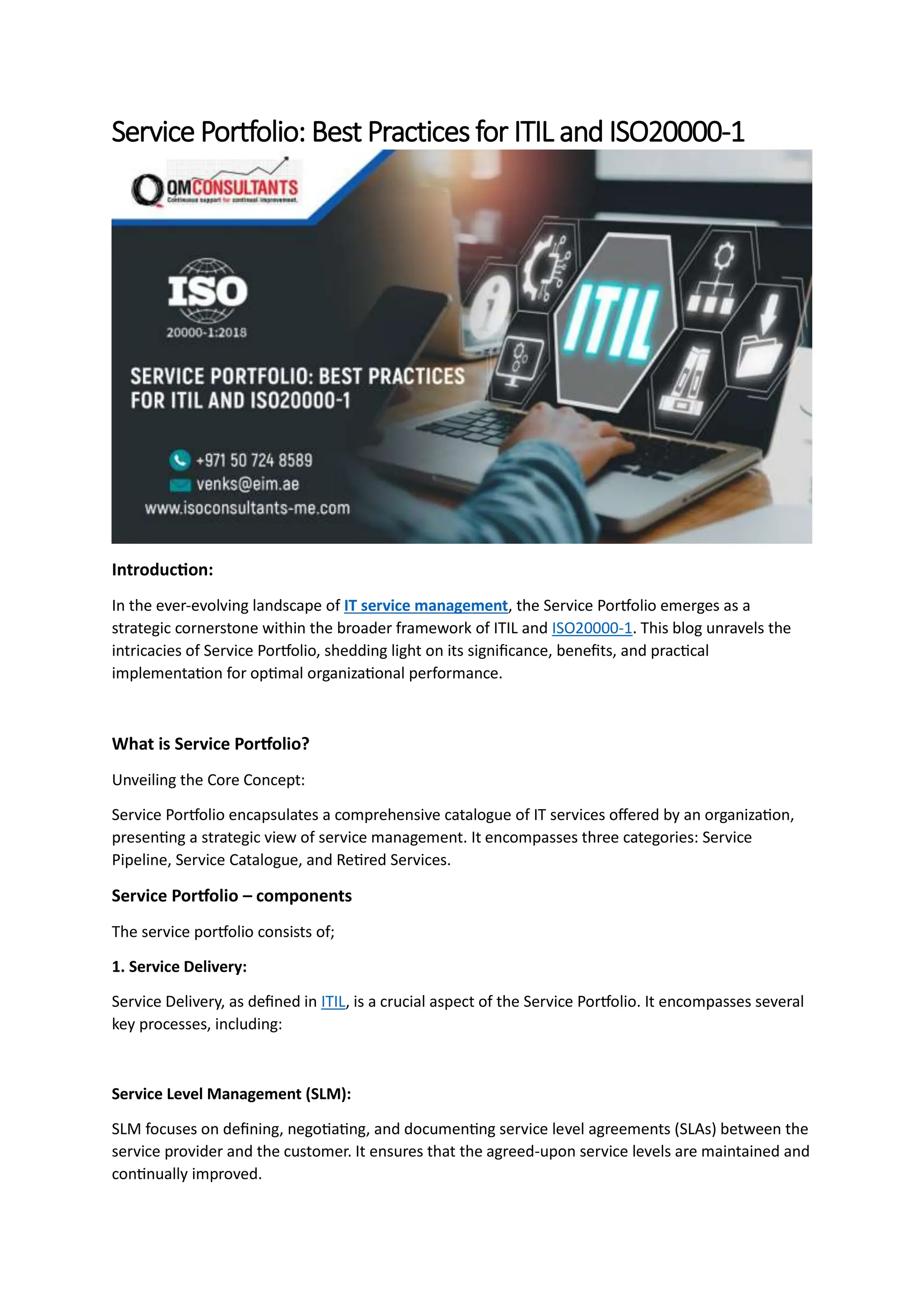 Service Portfolio Best Practices for ITIL and ISO200001 DOCX