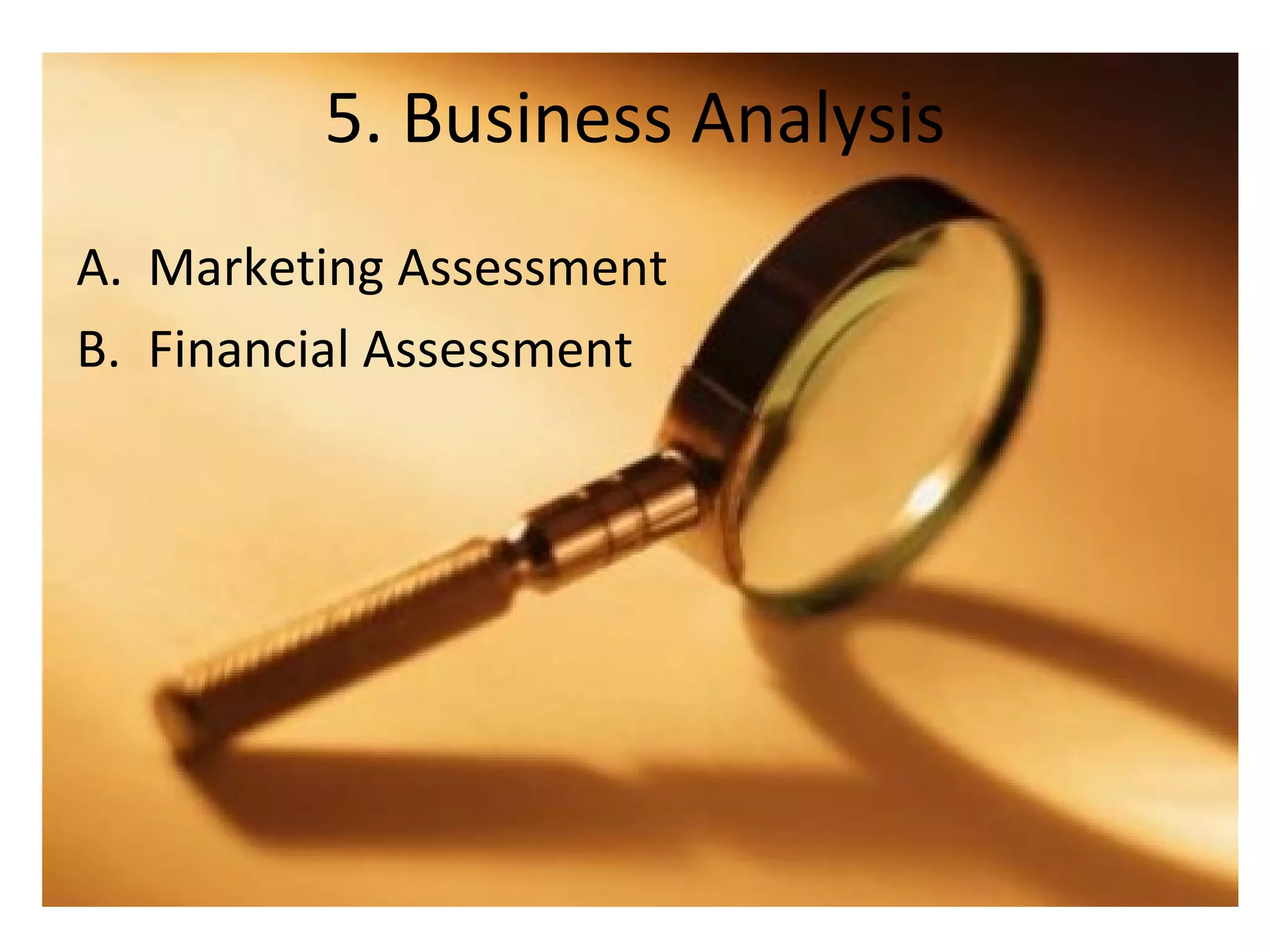 5. Business Analysis Marketing Assessment Financial Assessment 