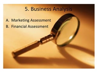 5. Business Analysis <ul><li>Marketing Assessment </li></ul><ul><li>Financial Assessment </li></ul>