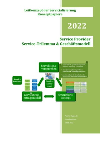 2022
Paul G. Huppertz
servicEvolution
18.06.2022
Service Provider
Service-Trilemma & Geschäftsmodell
Leitkonzept der Servicialisierung
Konzeptpapiere
 