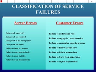 Major Service Failures Service quality | PPT