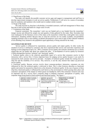 Service quality among selected chop bar (local restaurants) operators ...