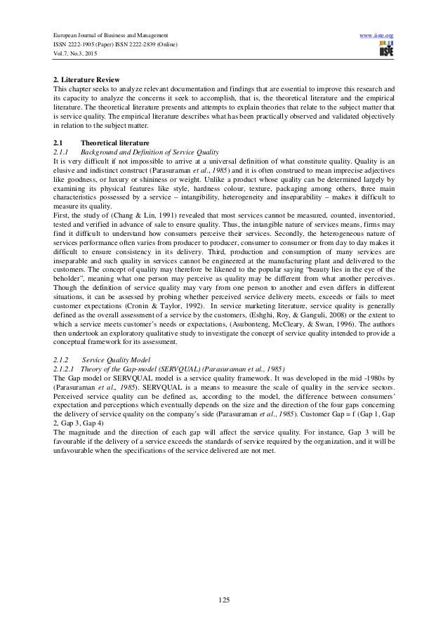 Service quality literature review