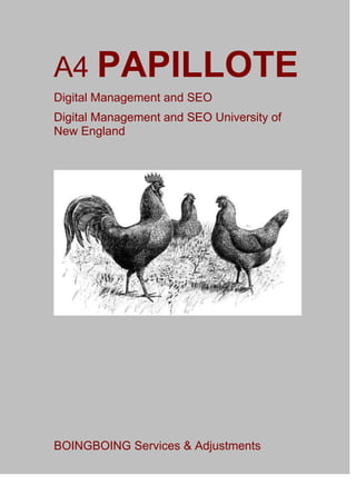 A4 PAPILLOTE
Digital Management and SEO
Digital Management and SEO University of
New England
BOINGBOING Services & Adjustments
 
