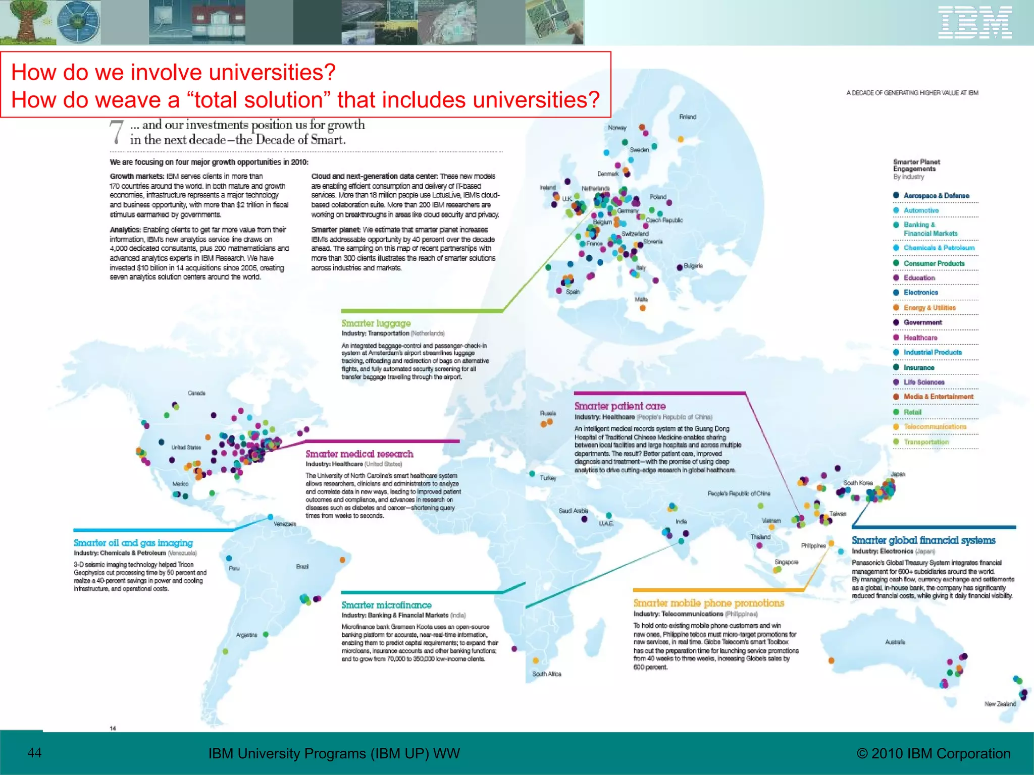 How do we involve universities? How do weave a “total solution” that includes universities? 