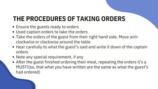 Service sequnce training for restaurant server | PDF