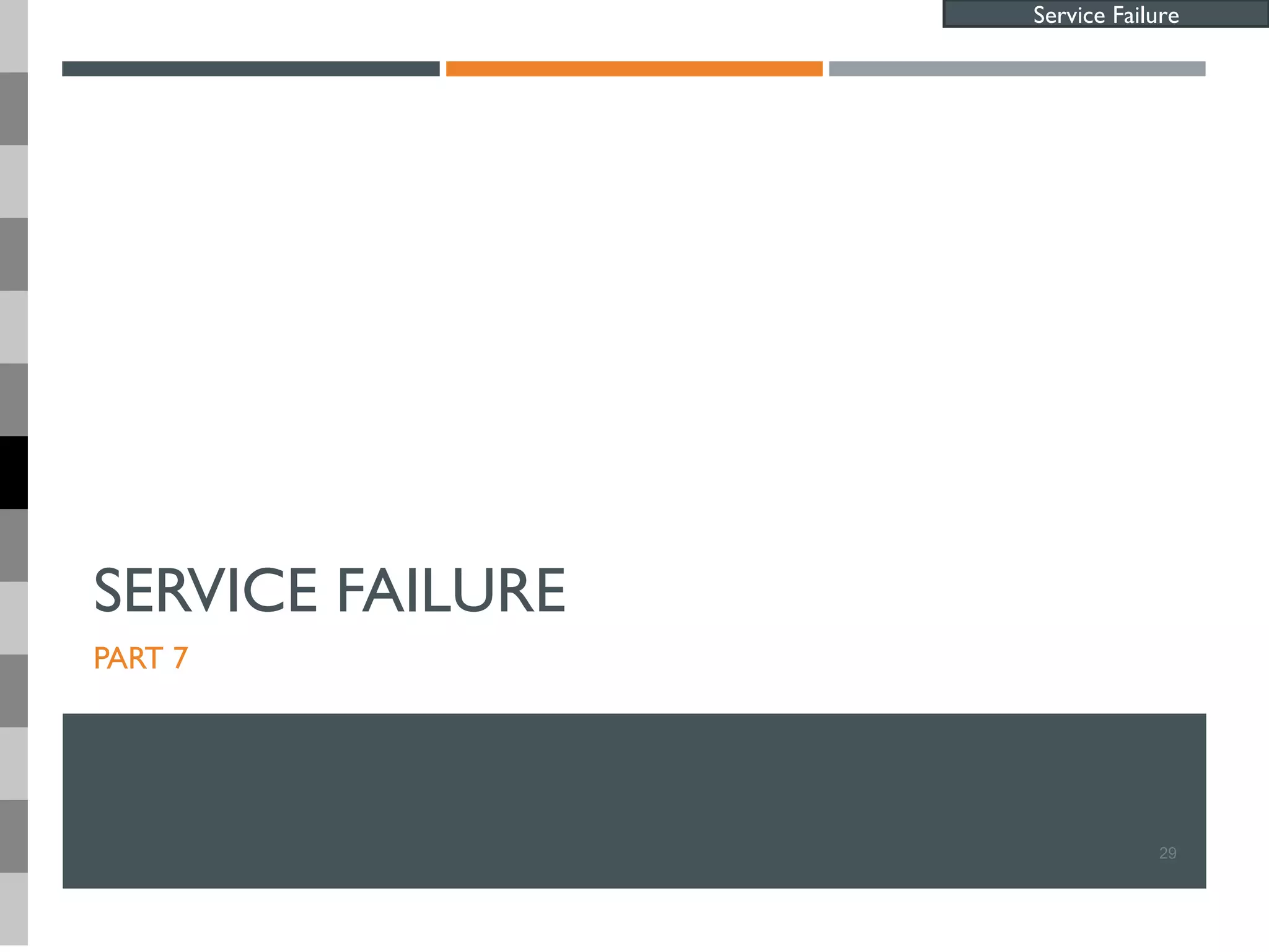 SERVICE FAILURE
PART 7
29
Service Failure
 