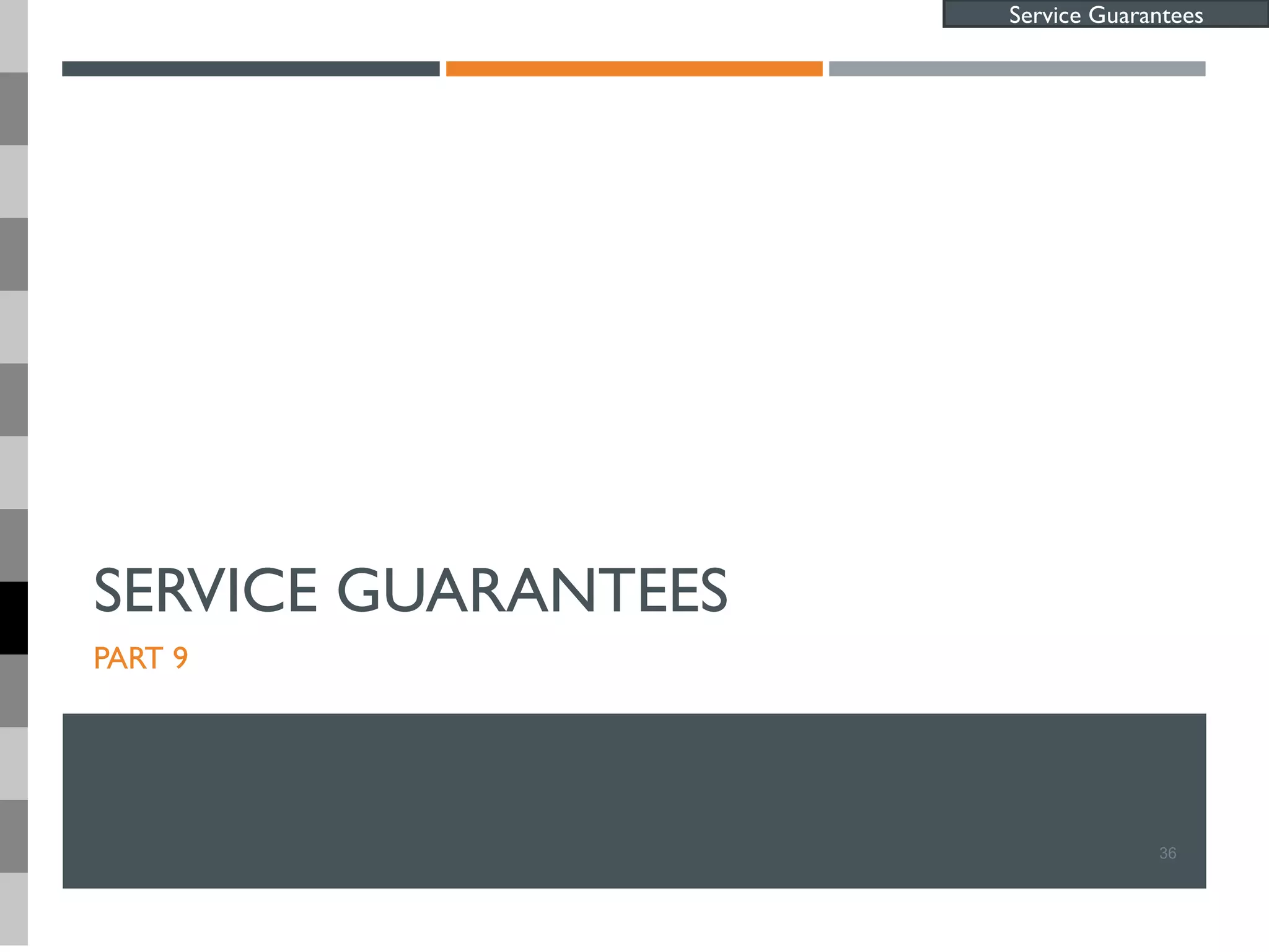 SERVICE GUARANTEES
PART 9
36
Service Guarantees
 