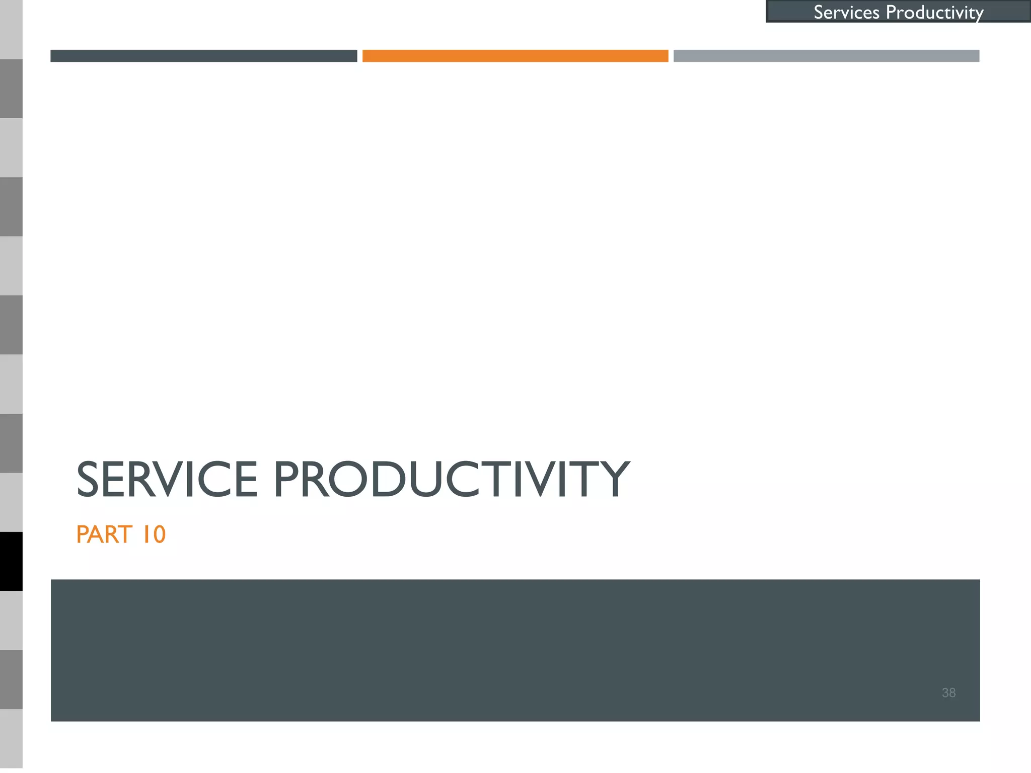 SERVICE PRODUCTIVITY
PART 10
38
Services Productivity
 