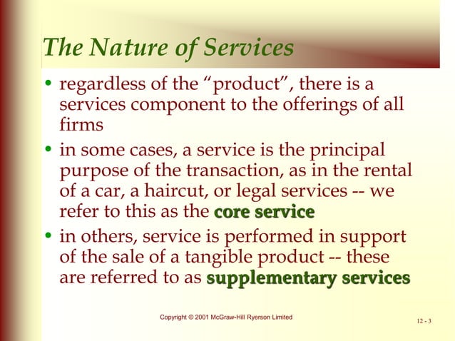 services marketing The nature and importance of services | PPT