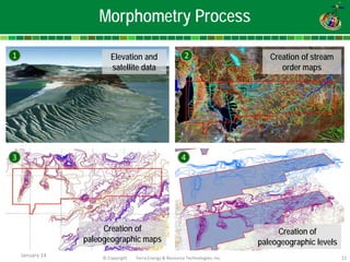 Morphometry Process 
1 
2 
3 
12 
© Copyright Terra Energy & Resource Technologies, Inc. 
4 
Elevation and satellite data 
Creation of stream order maps 
Creation of paleogeographic maps 
Creation of paleogeographic levels 
January 14 
 