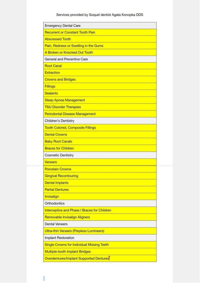 Services provided by soquel dentist agata konopka dds