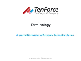 A pragmatic glossary of Semantic Technology terms All rights reserved by ©www.tenforce.com Terminology 