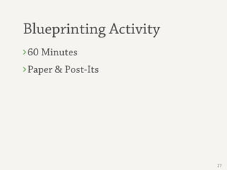 Blueprinting Activity
60 Minutes
Paper & Post-Its




                        27
 