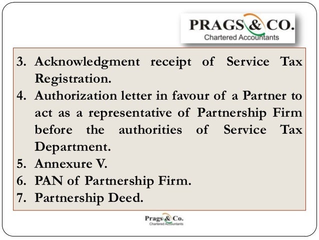 authorization letter format for service tax registration service tax registration documents required by partnership authorization letter format for service tax registration service tax registration documents required by partnership