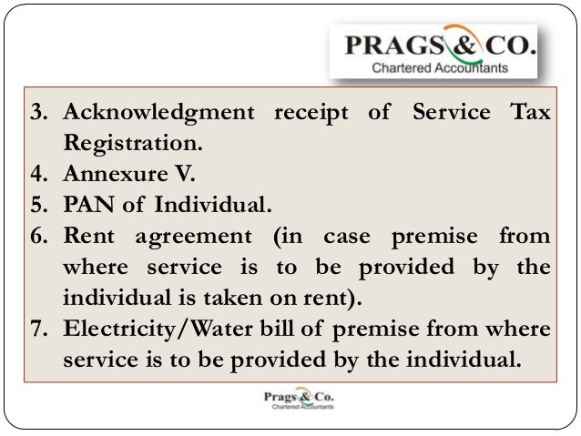 annexure v for service tax registration